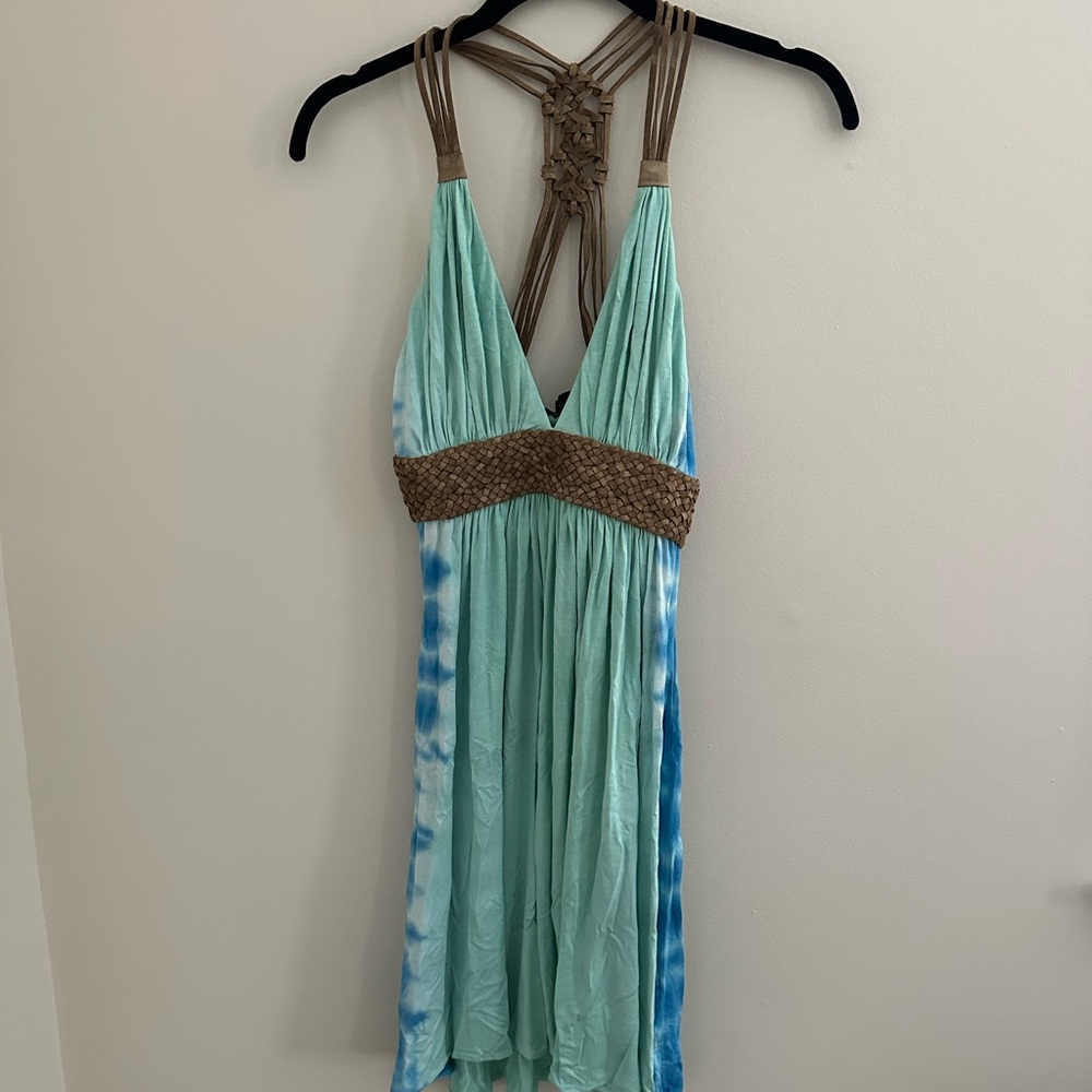 Sky Mint and Blue Tie-Dye Mini Dress